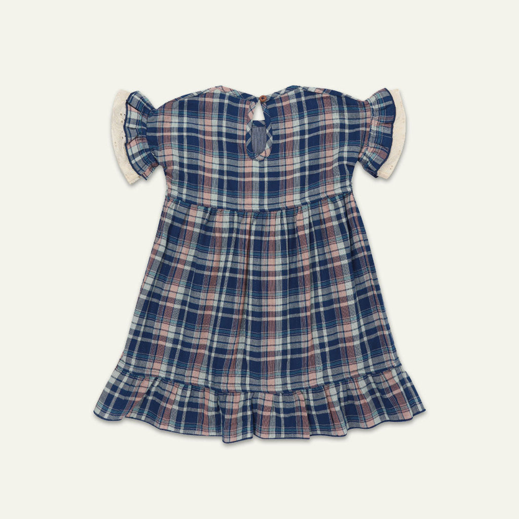 Navy Check Print Dress