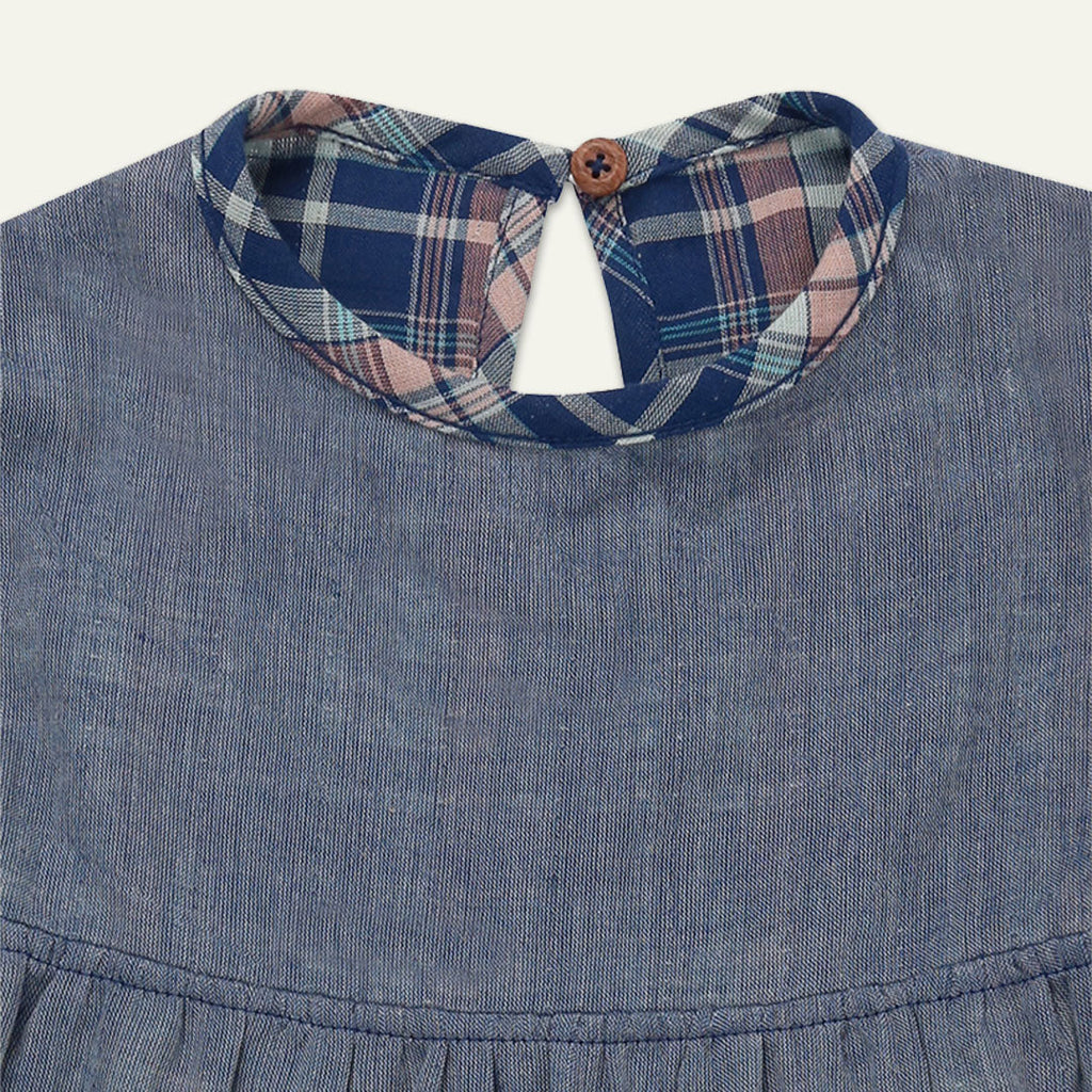 Navy Check Print Dress
