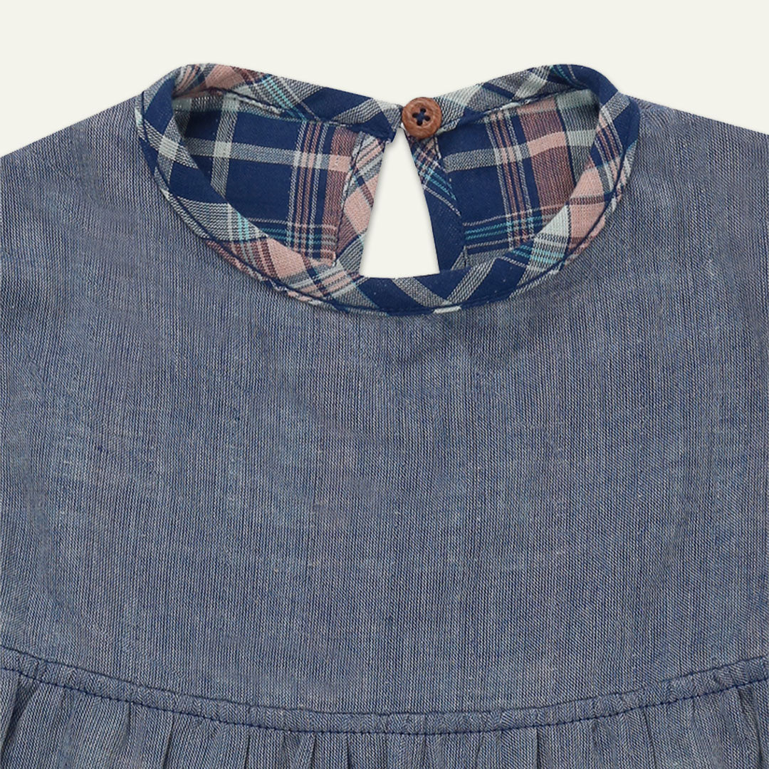 Navy Check Print Dress