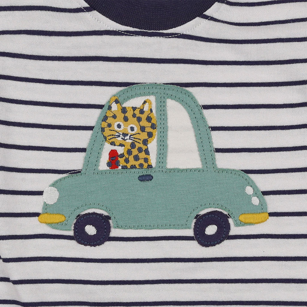 Multicoloured Car Applique T-shirt And Short Set