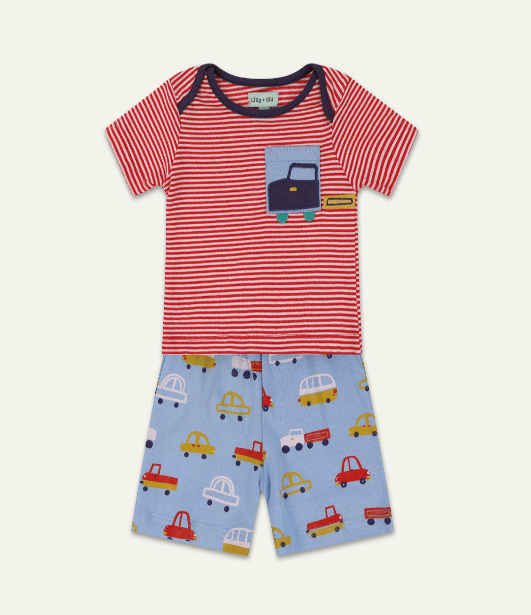 Multicoloured Car Print T-shirt And Short Set