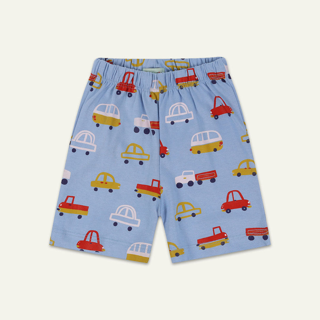 Multicoloured Car Print T-shirt And Short Set