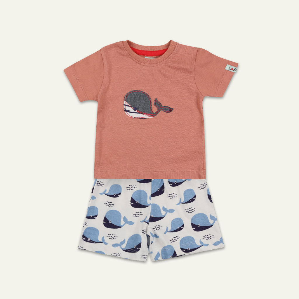 Multicoloured Whale Print Top And Short Set