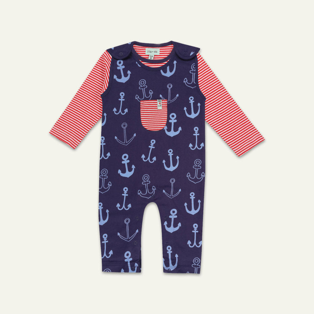 Multicoloured Anchor Print Top And Romper Set