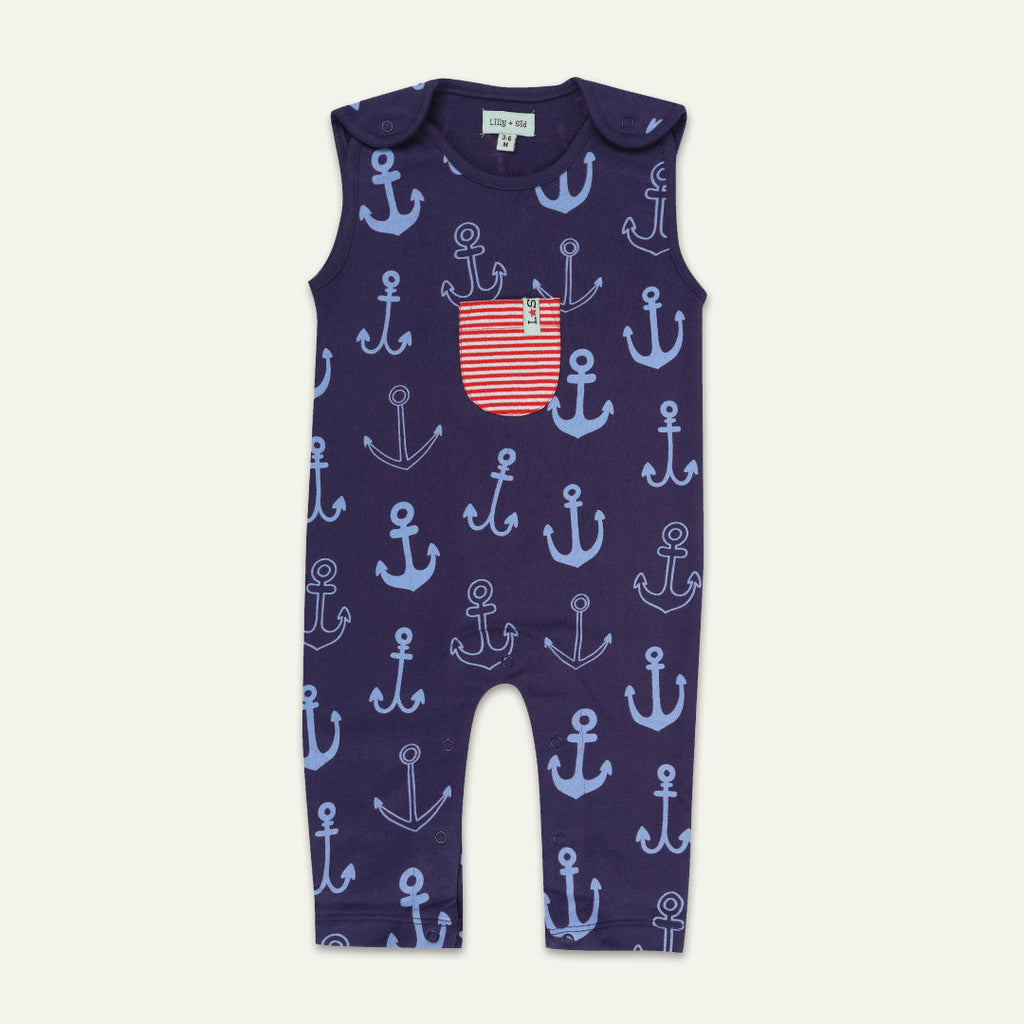 Multicoloured Anchor Print Top And Romper Set
