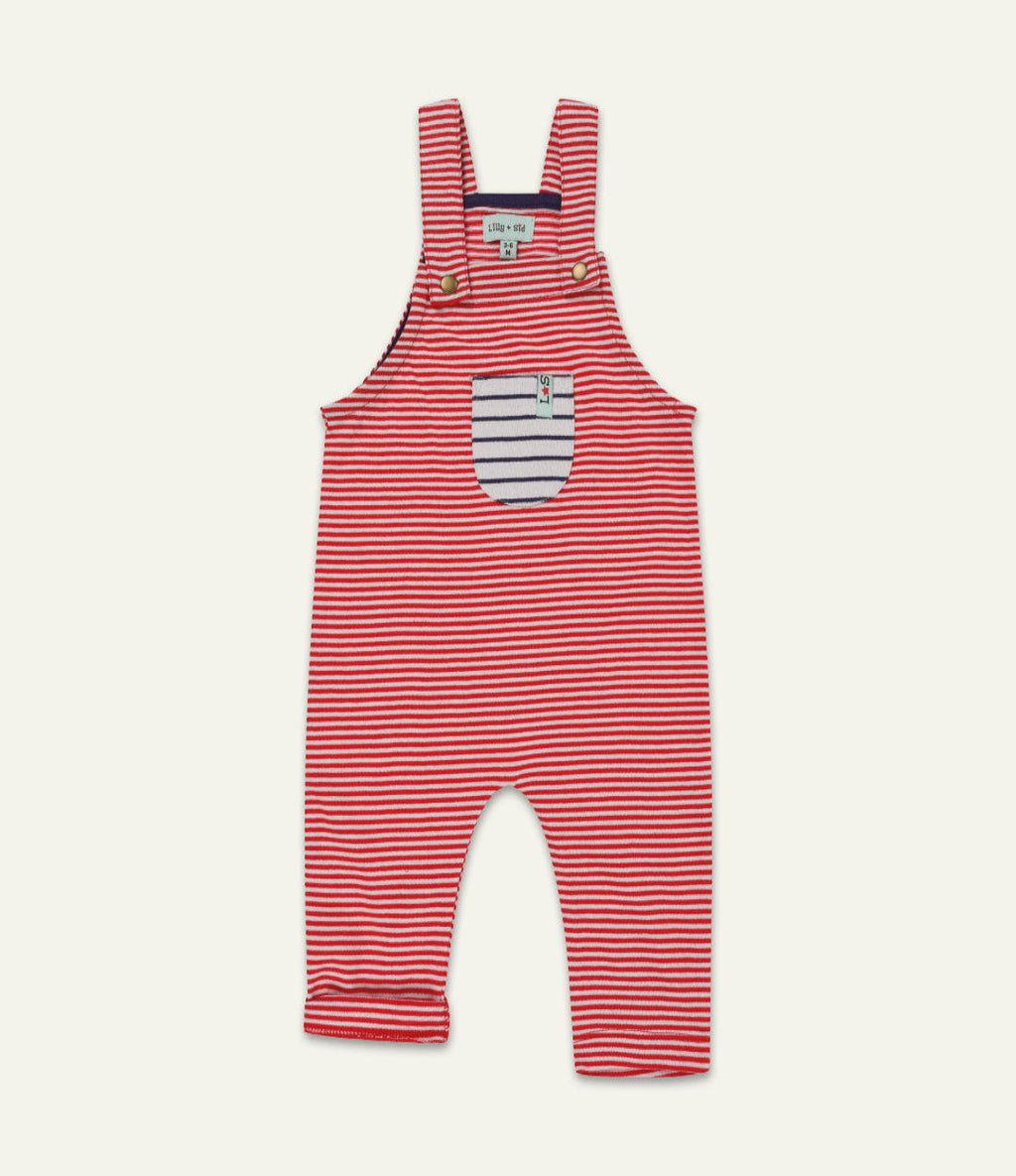 Red Stripe Print Dungarees