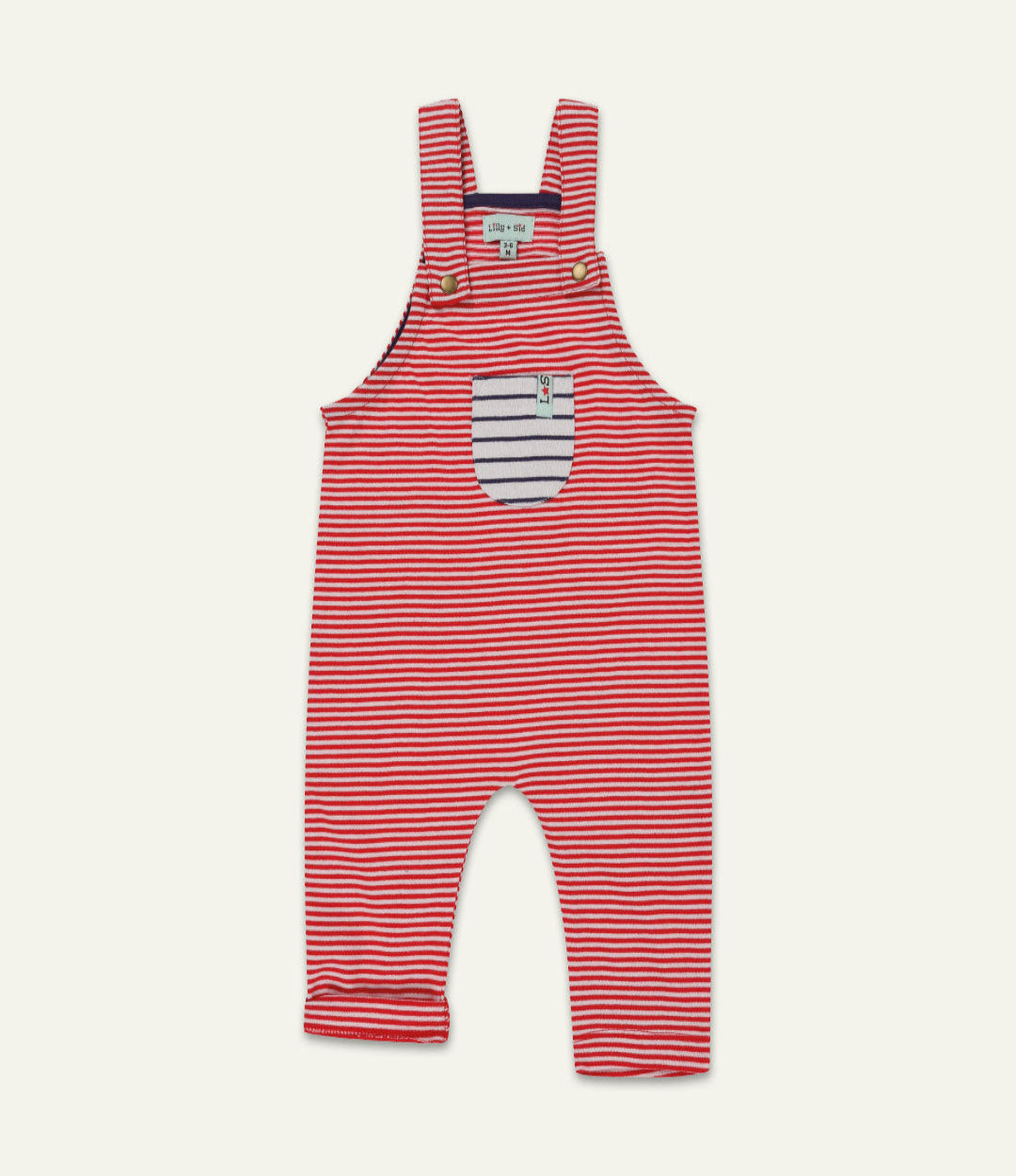 Red Stripe Print Dungarees
