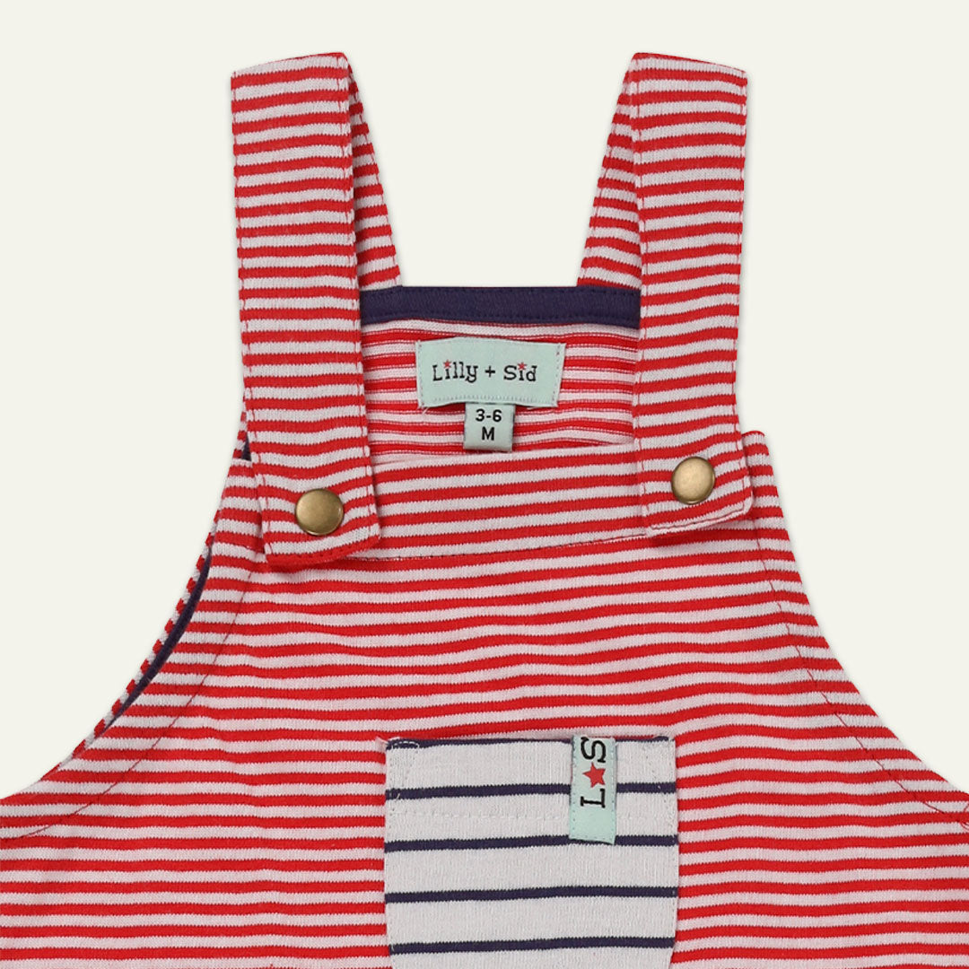 Red Stripe Print Dungarees