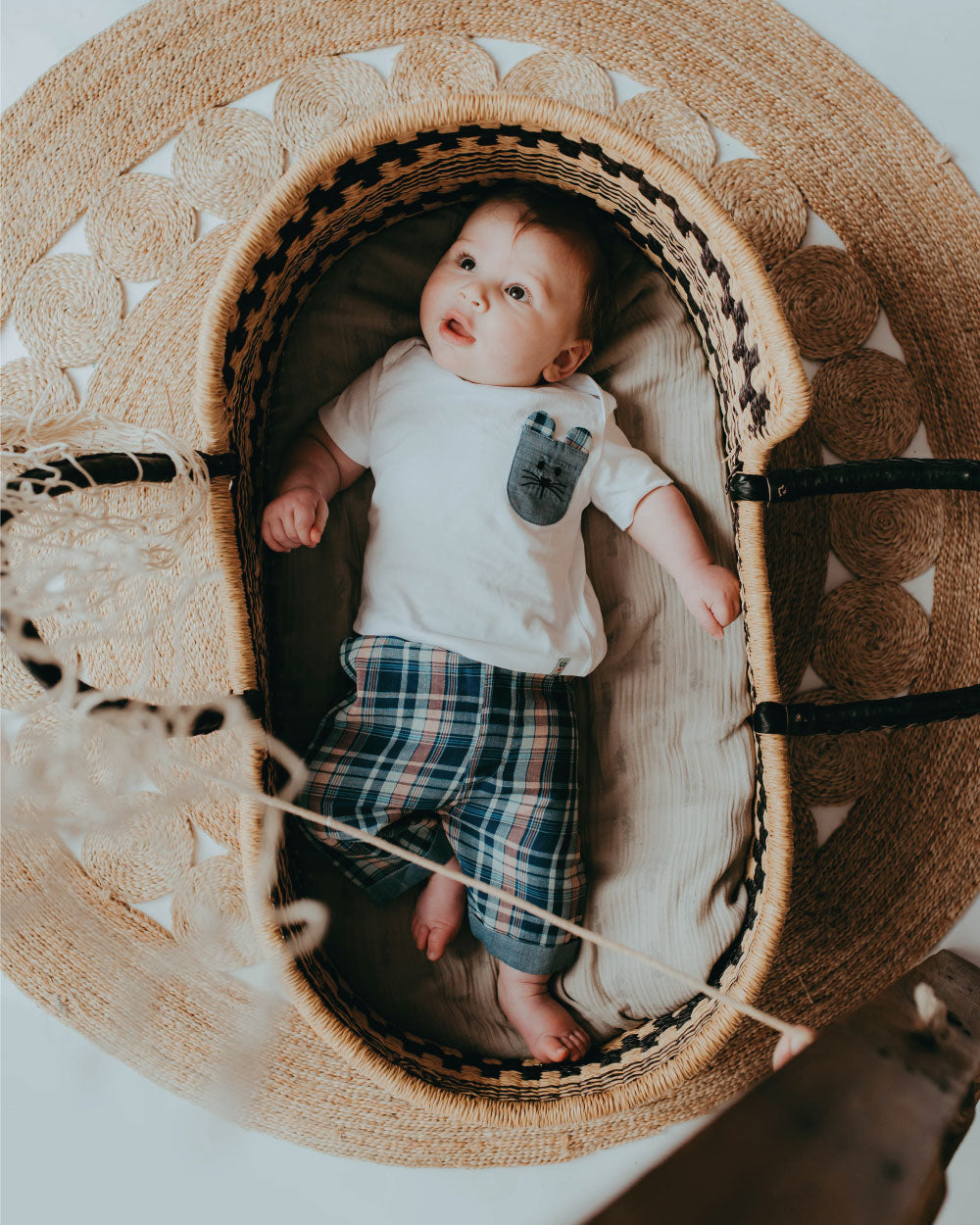 Navy Check Print T-shirt And Trouser Set
