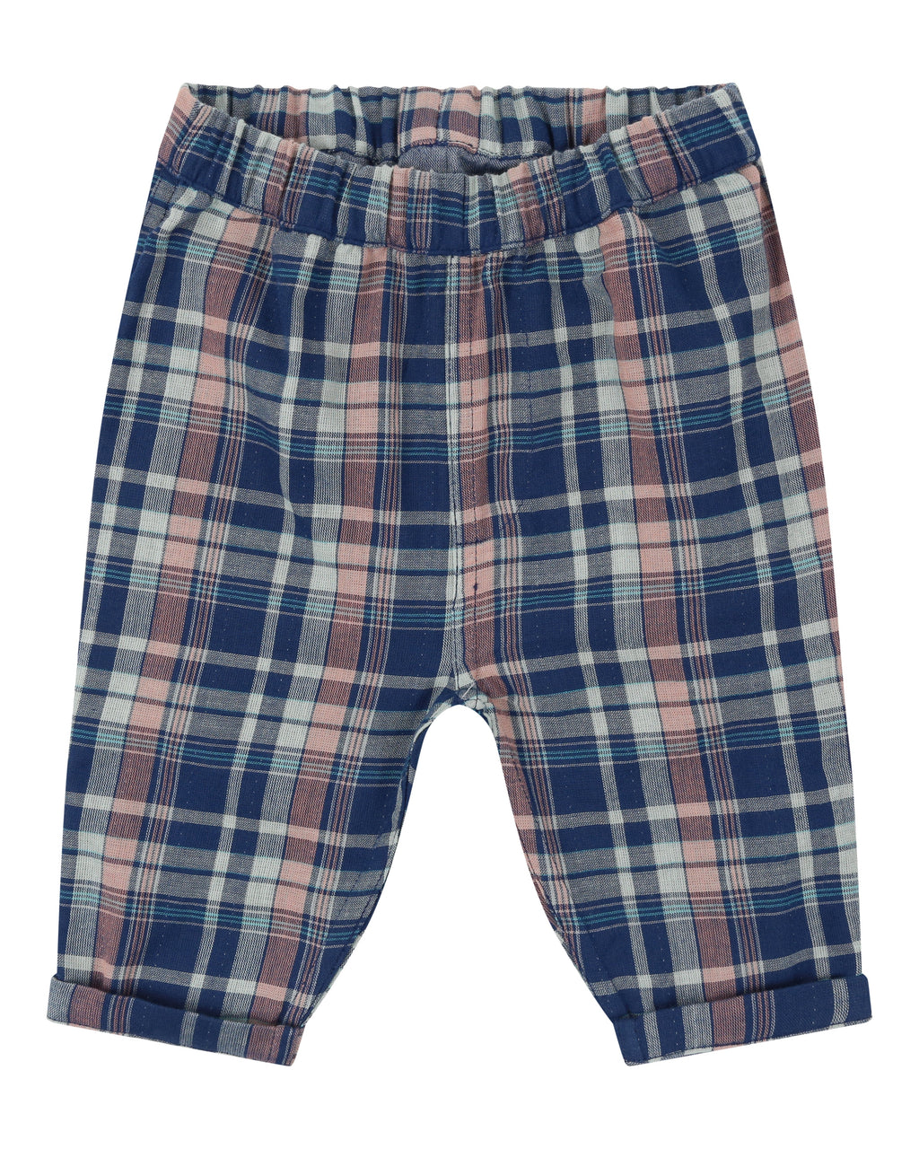 Navy Check Print T-shirt And Trouser Set