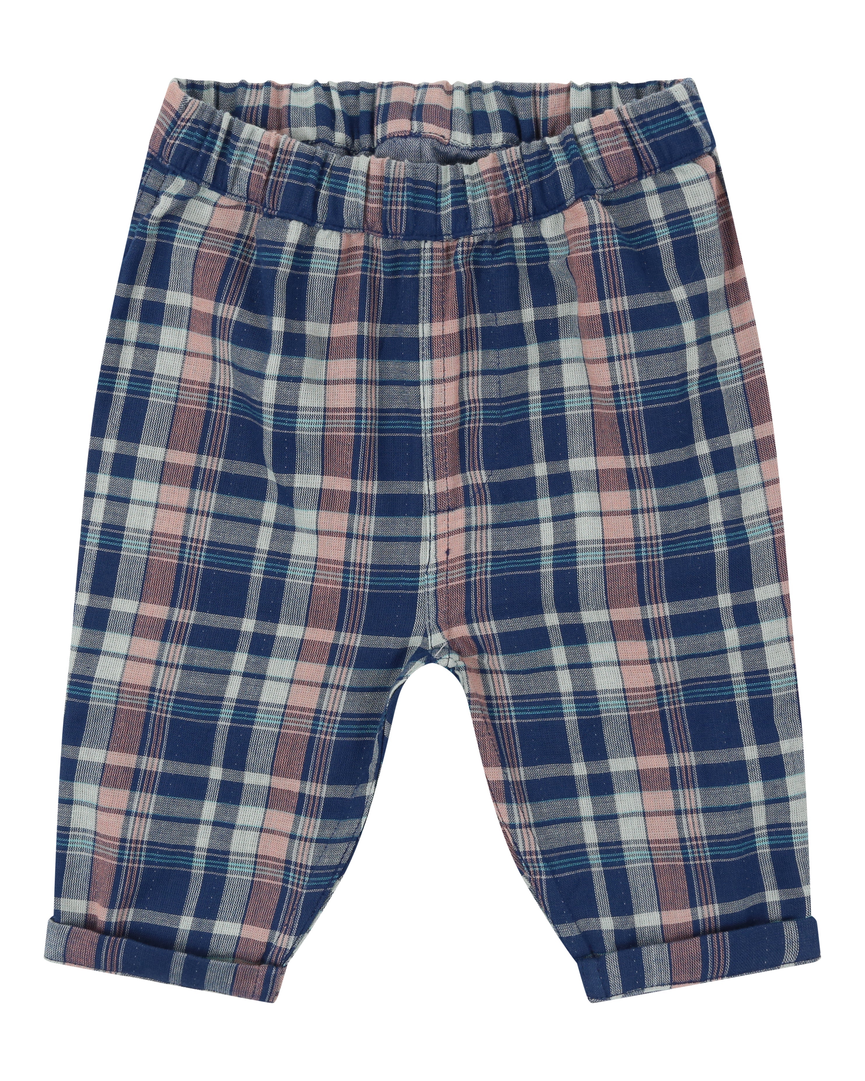 Navy Check Print T-shirt And Trouser Set