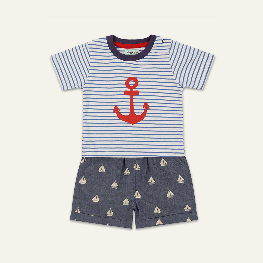 Multicoloured Sailing Boat Print Top And Short Set