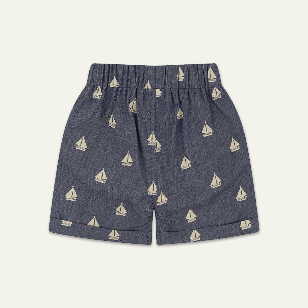 Multicoloured Sailing Boat Print Top And Short Set