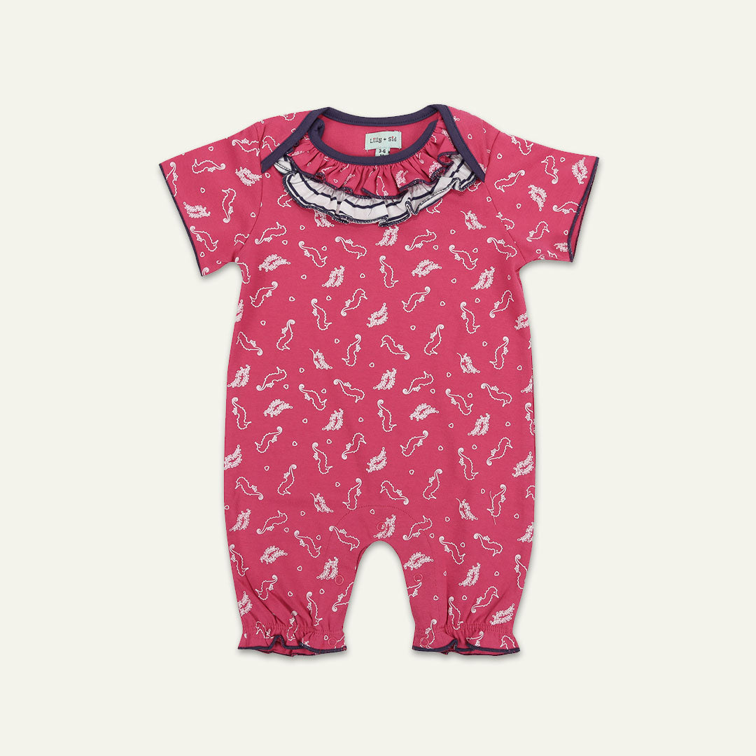 Pink Seahorse Print Romper