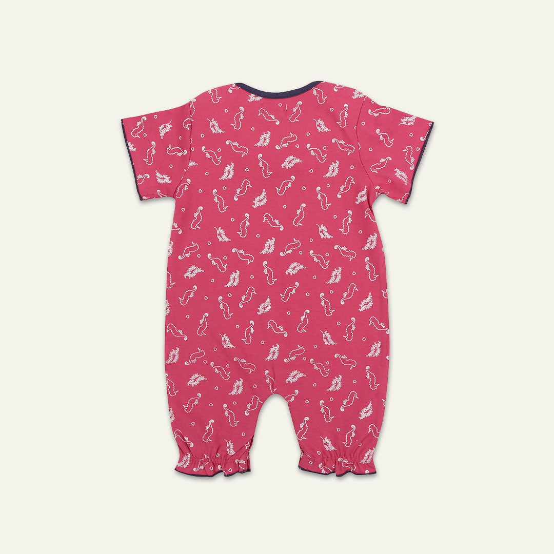Pink Seahorse Print Romper
