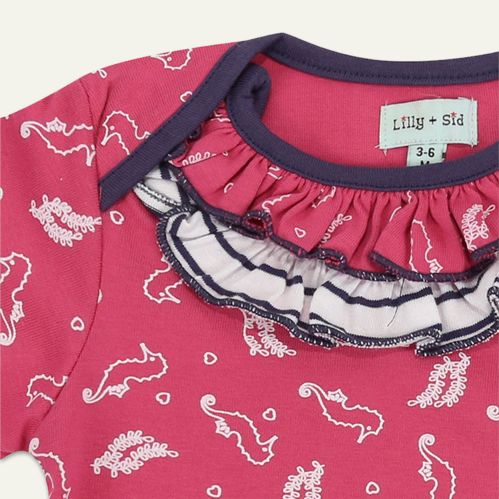 Pink Seahorse Print Romper