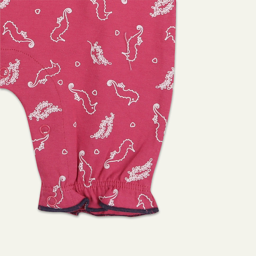 Pink Seahorse Print Romper