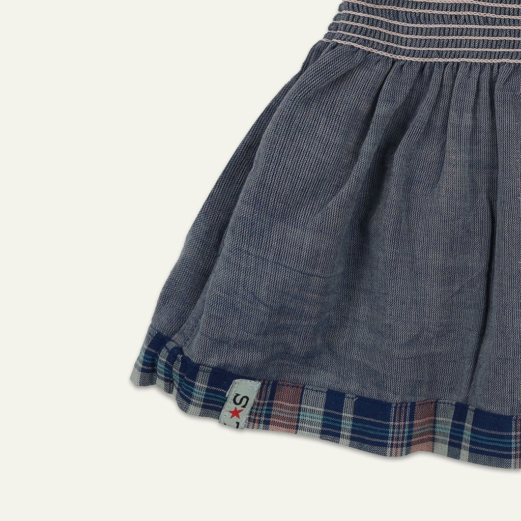 Navy Check Print Dress And Pant Set