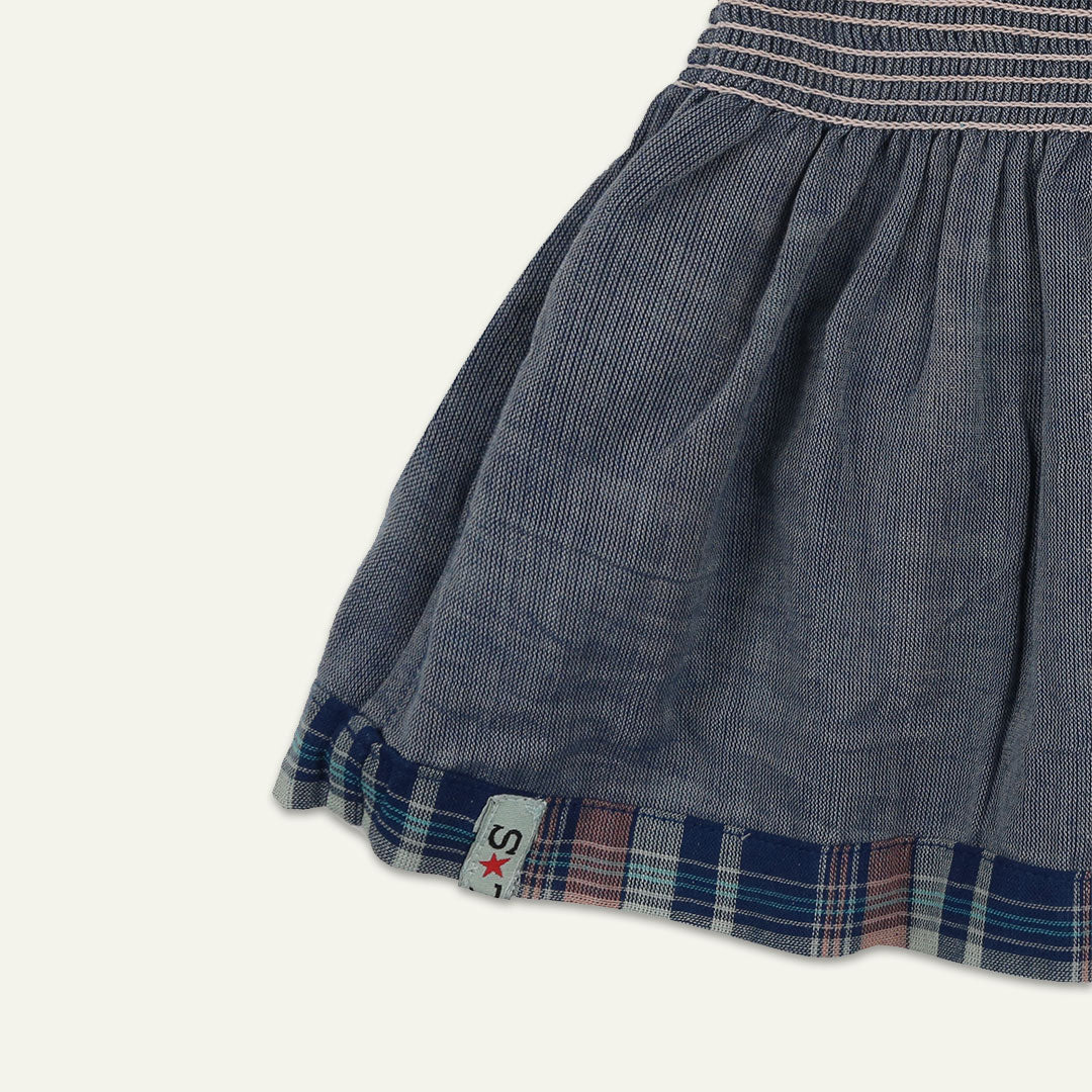 Navy Check Print Dress And Pant Set