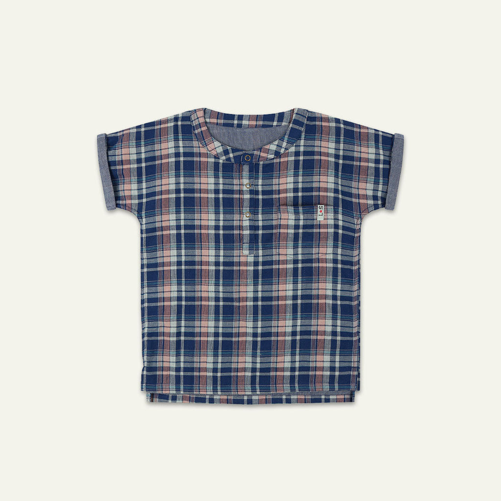 Navy Check Print Shirt