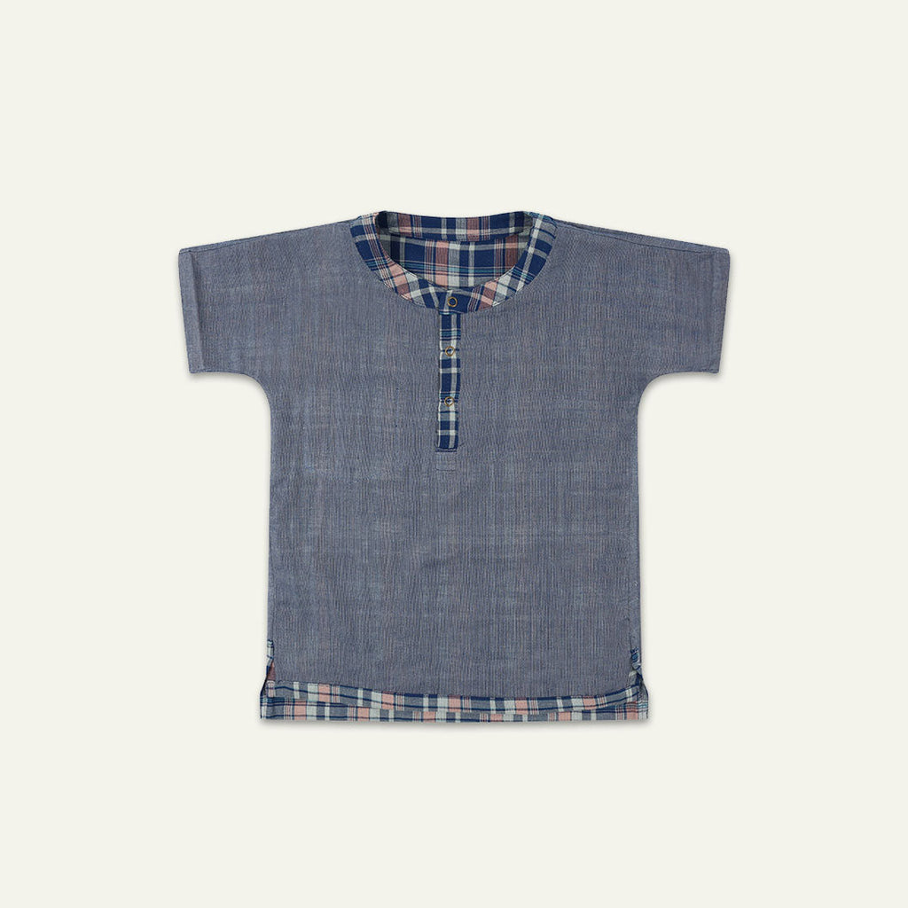 Navy Check Print Shirt