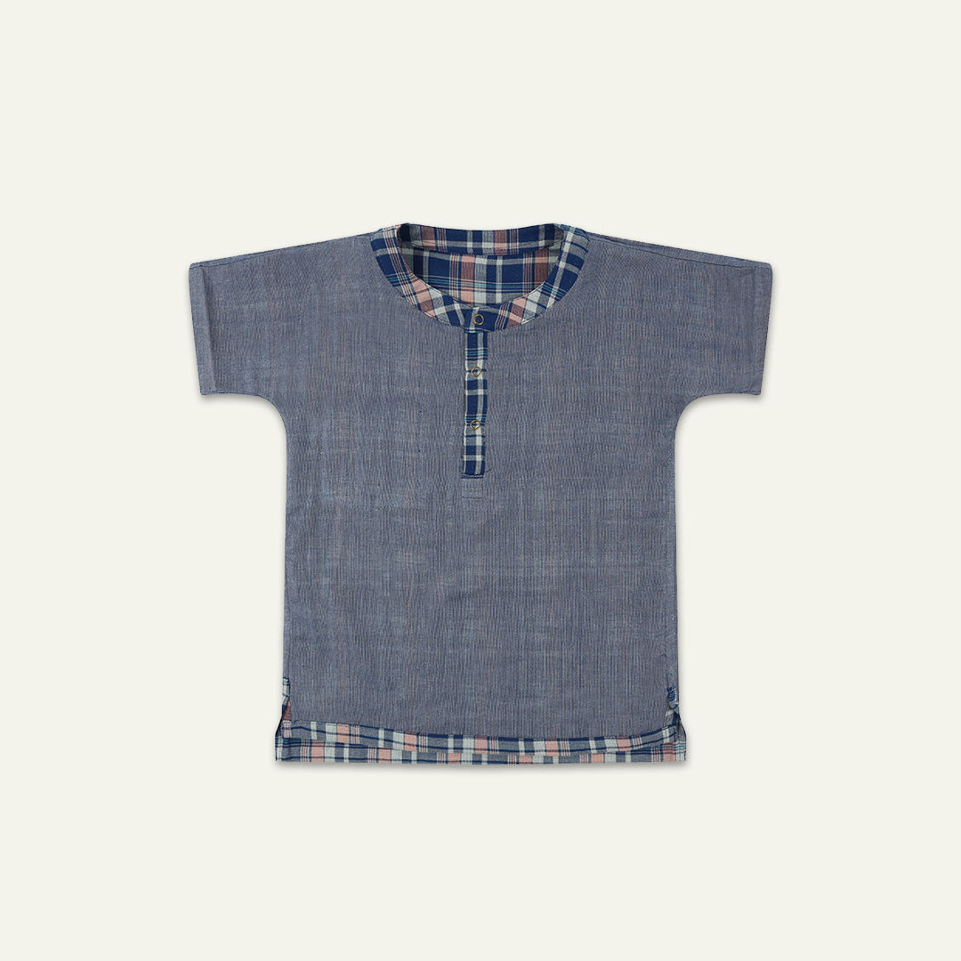 Navy Check Print Shirt