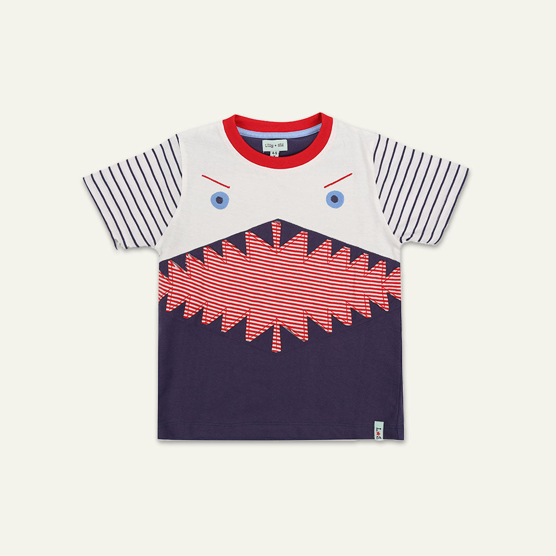 Multicoloured Shark Applique T-Shirt