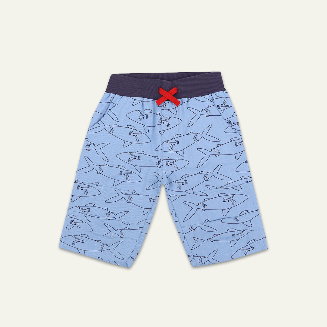 Blue Shark Print Shorts