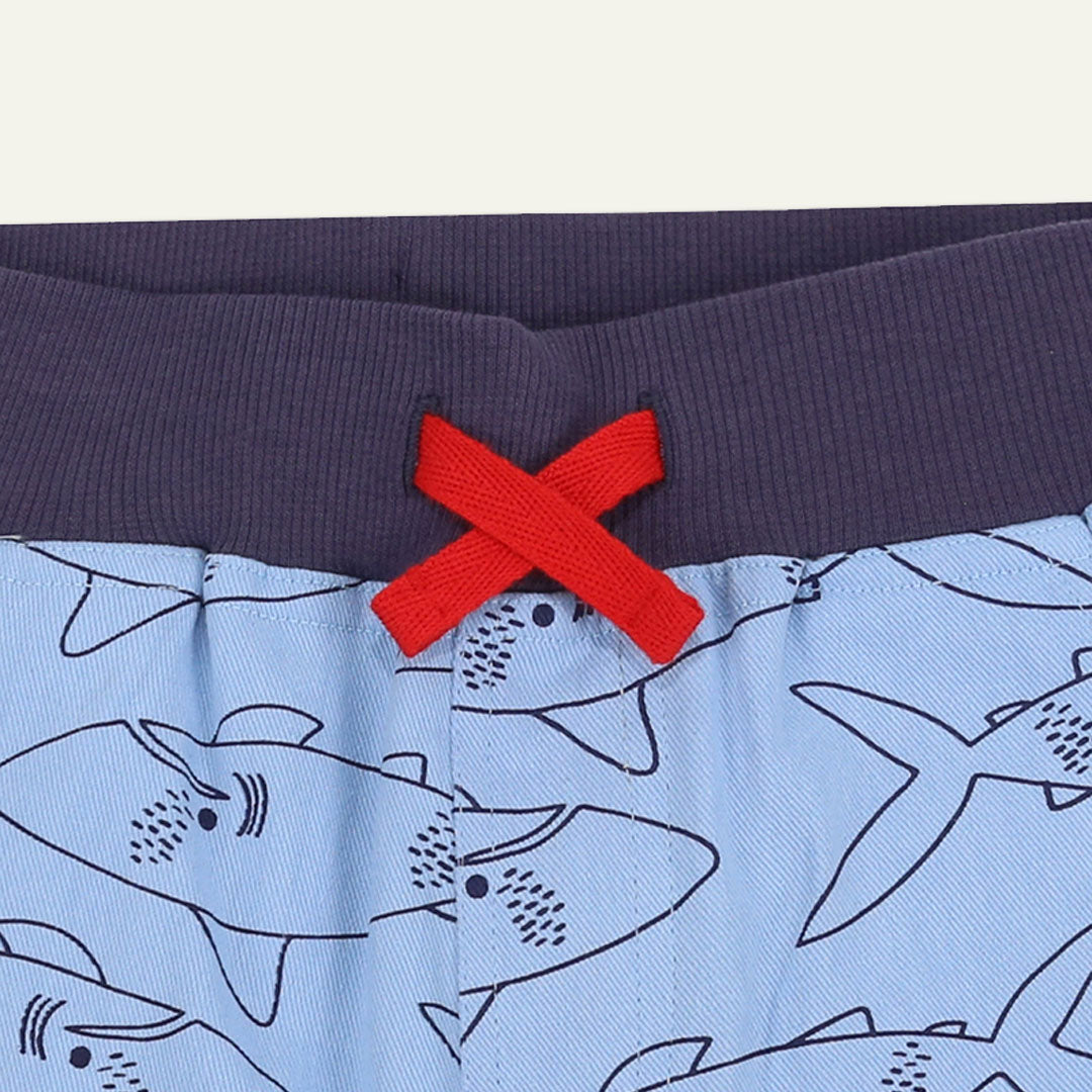 Blue Shark Print Shorts