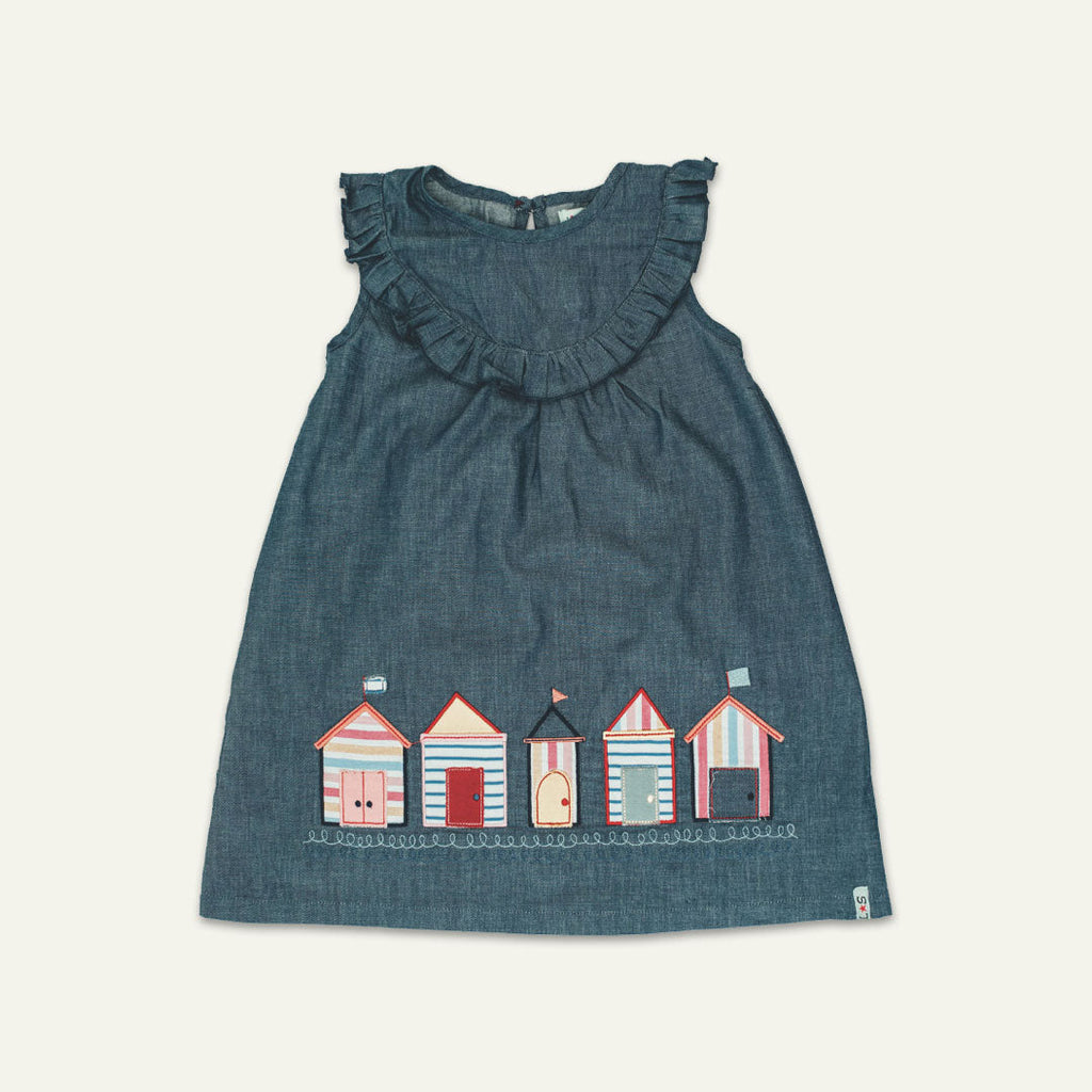 Grey Beach Hut Applique Dress
