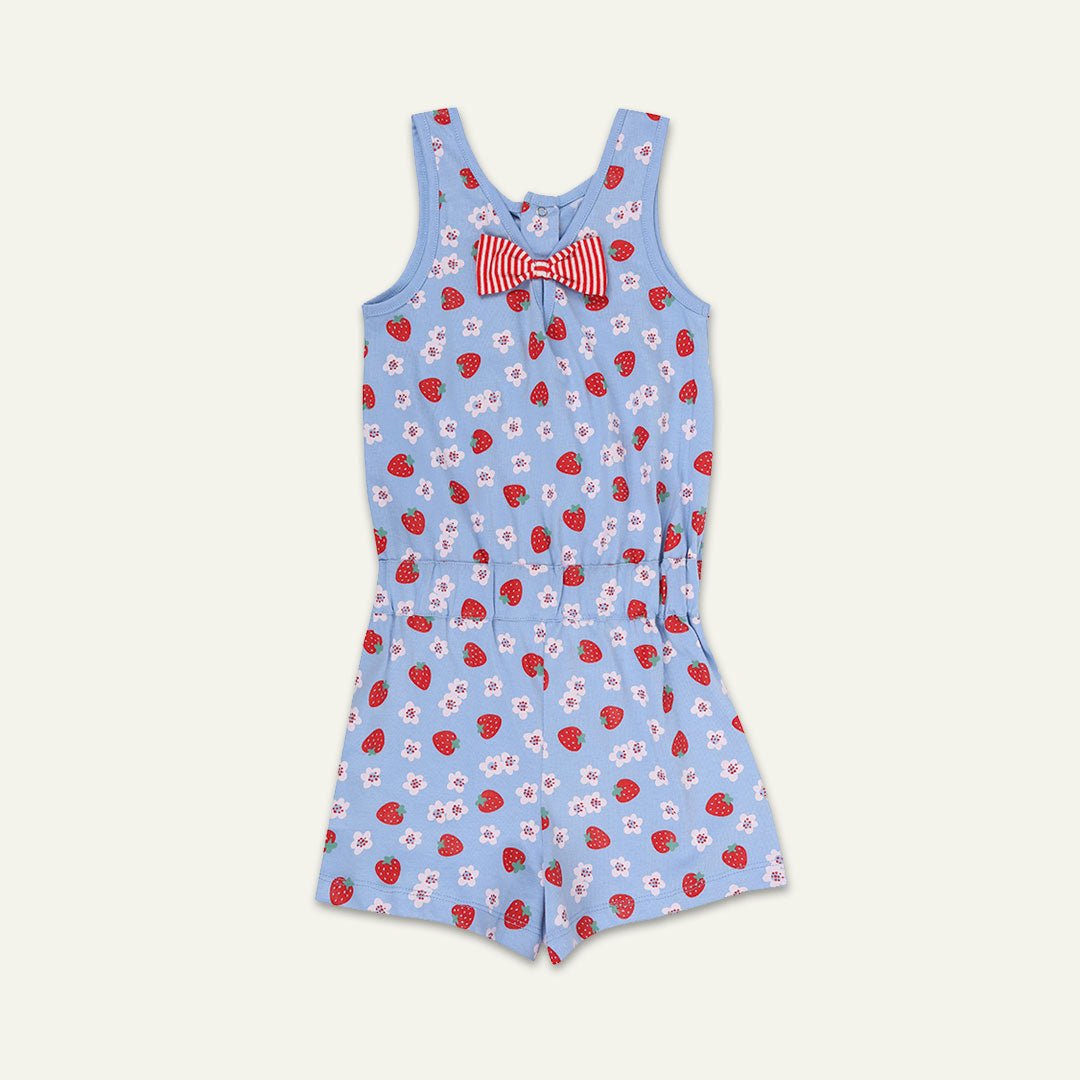 Blue Strawberry Print Playsuit