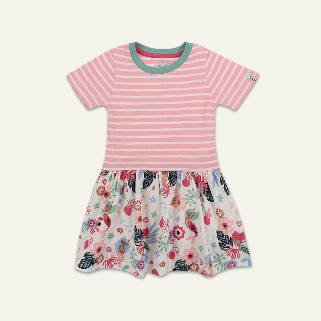 Multicoloured Stripe Mermaid Print Dress