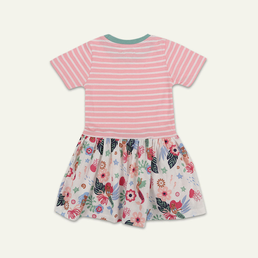 Multicoloured Stripe Mermaid Print Dress