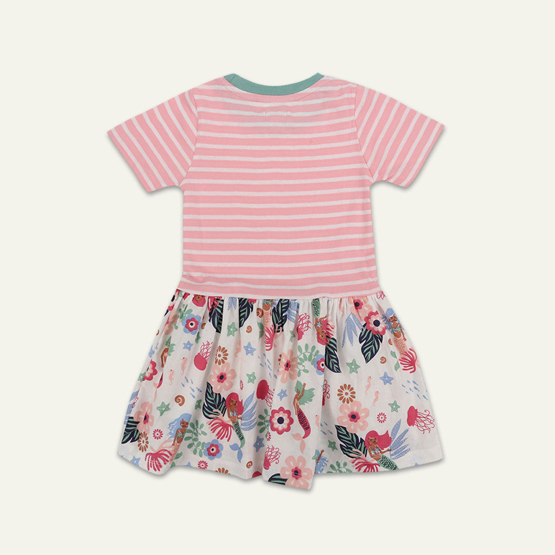 Multicoloured Stripe Mermaid Print Dress