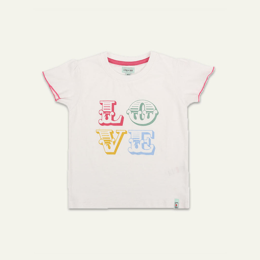 White Love Slogan Print T-Shirt