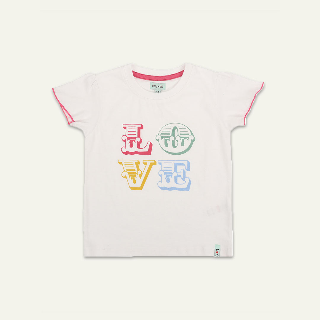 White Love Slogan Print T-Shirt