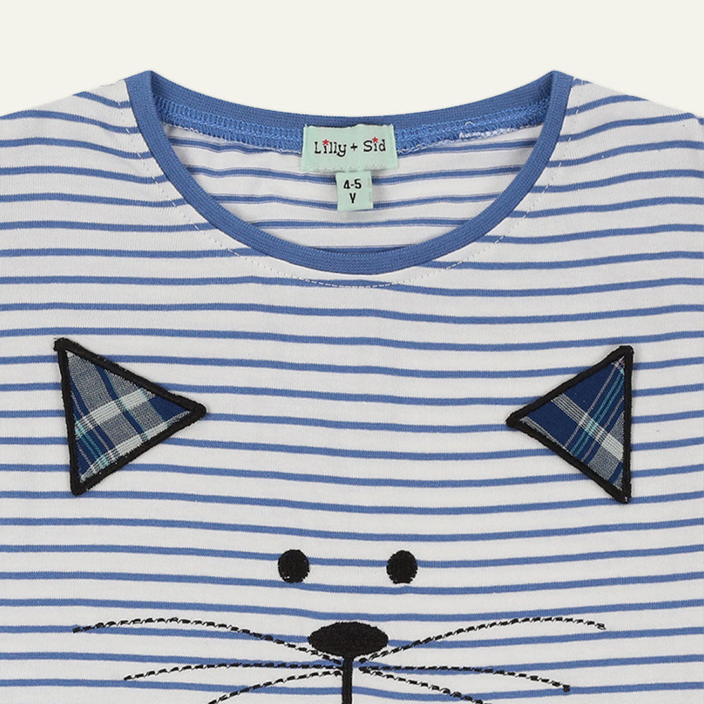 Blue Cat Applique Top