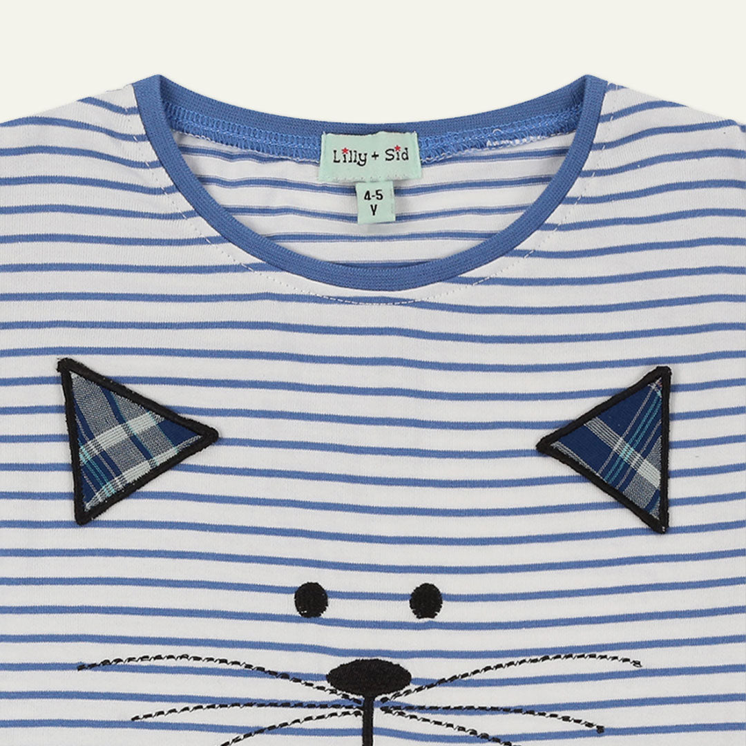 Blue Cat Applique Top