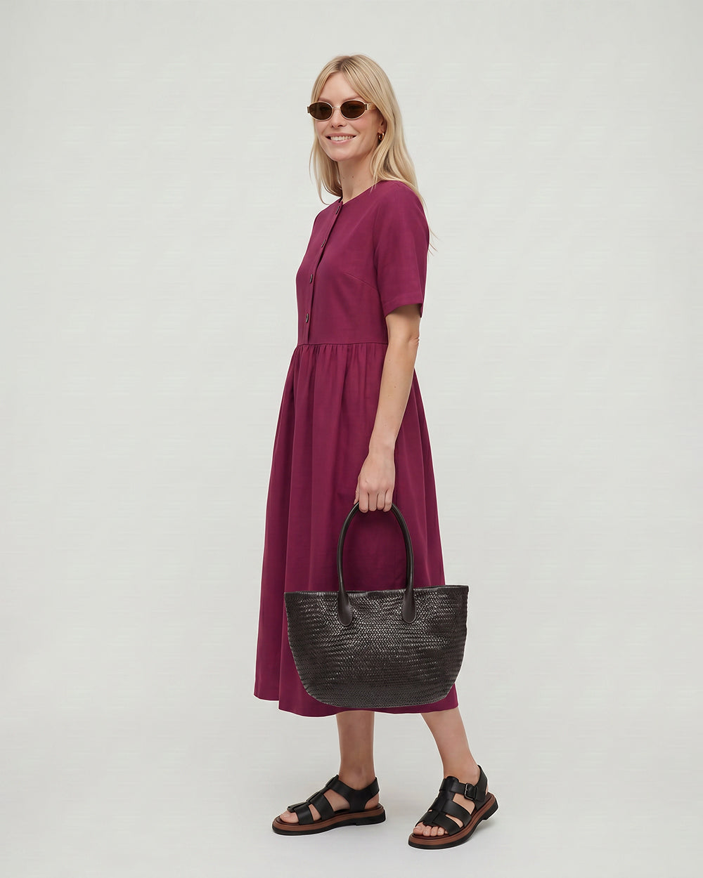 PREORDER Matilda Burgandy Midi Dress