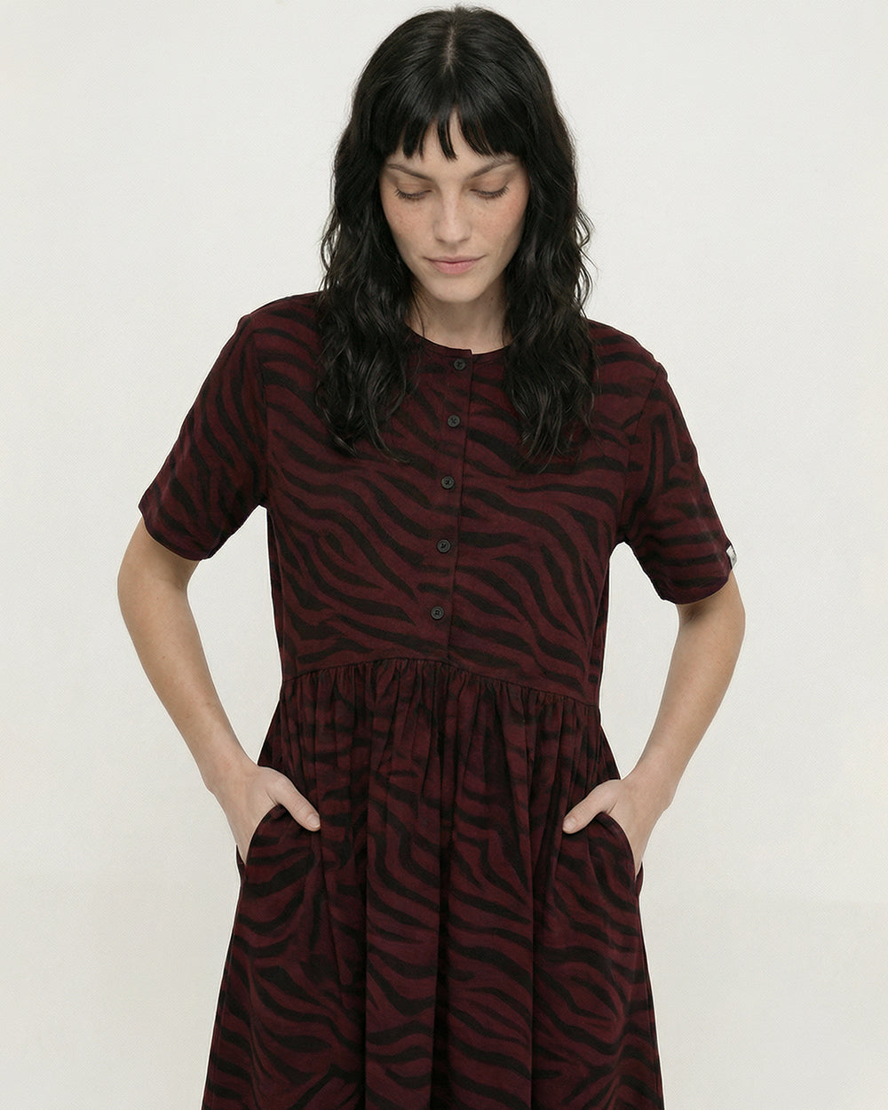 PREORDER - Matilda Burgundy Tiger Print Midi Dress