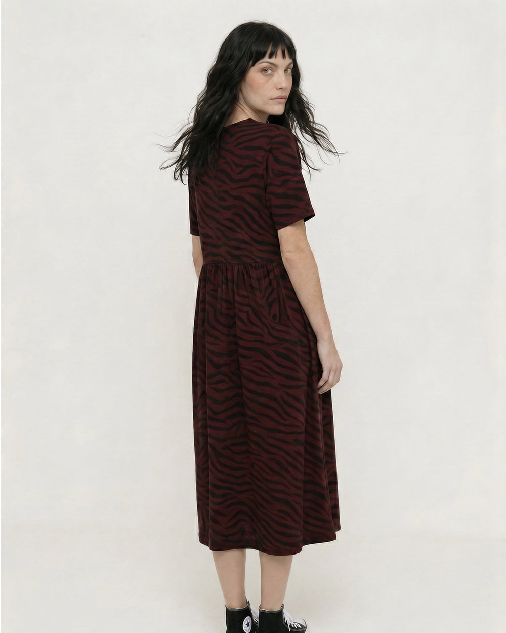 PREORDER - Matilda Burgundy Tiger Print Midi Dress
