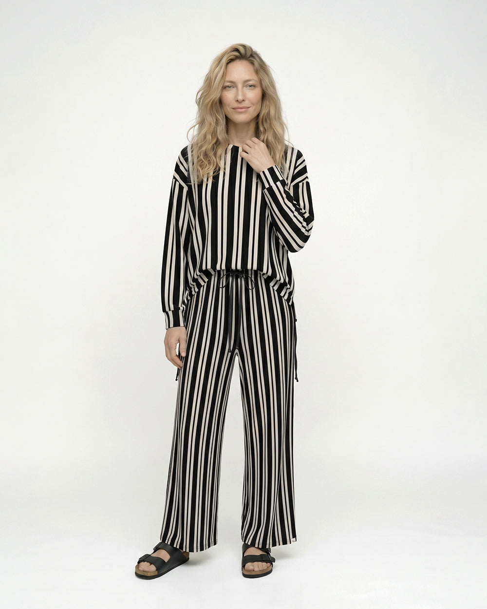 PREORDER - Nel Black Stripe Print Sweatshirt