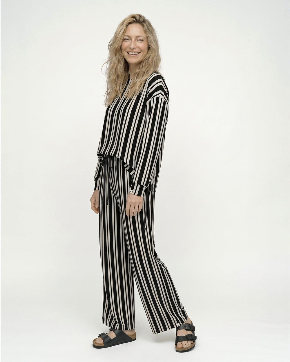 PREORDER - Nel Black Stripe Print Sweatshirt