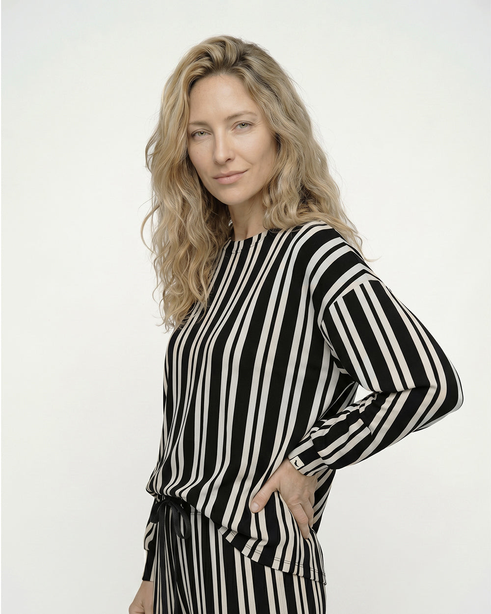 PREORDER - Nel Black Stripe Print Sweatshirt
