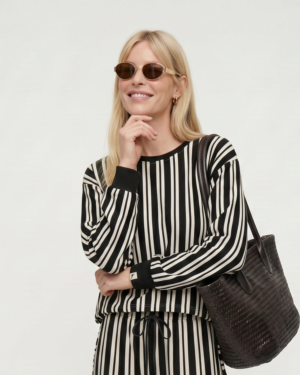 Nel Black Stripe Print Sweatshirt