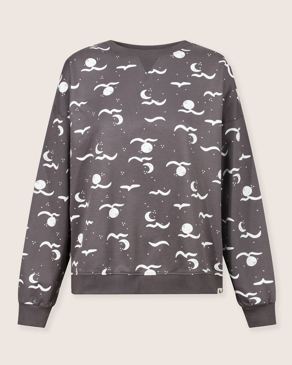 organic cotton Harper Charcoal Grey Moon Wave Print Sweatshirt - image 2