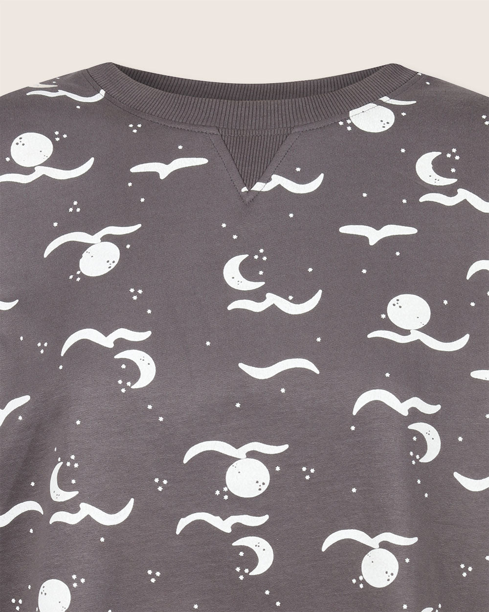 organic cotton Harper Charcoal Grey Moon Wave Print Sweatshirt - image 4