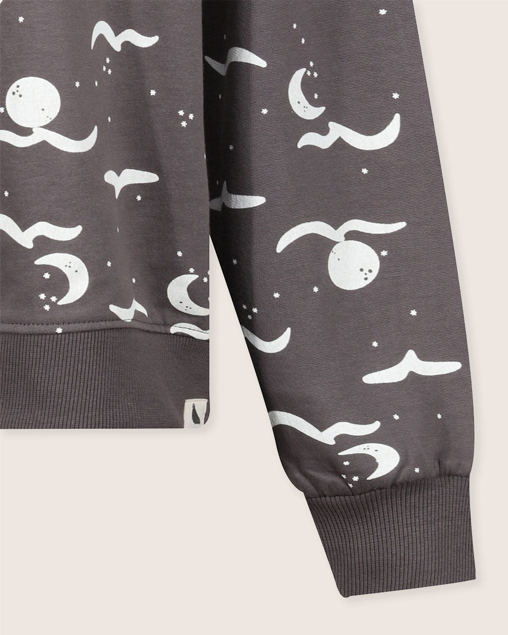 organic cotton Harper Charcoal Grey Moon Wave Print Sweatshirt - image 5