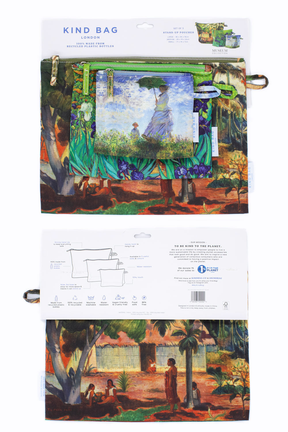 Museum Collection Set of 3 Blue Pouches