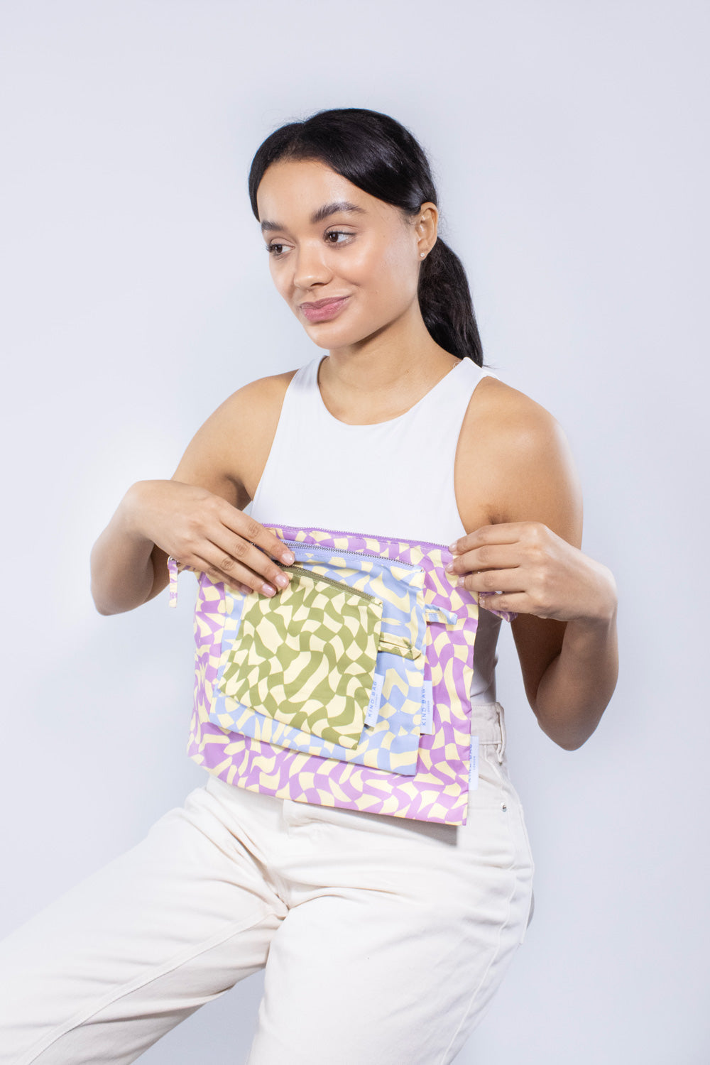 Wavy Check Set of 3 Pouches